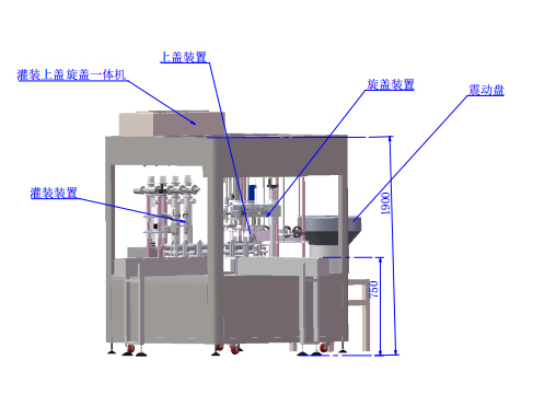 全自动联动灌装上盖旋盖一体机